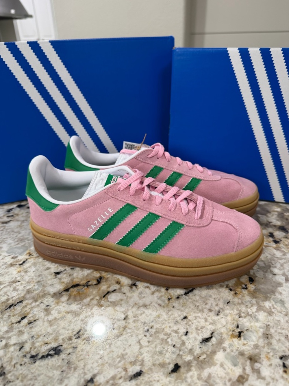 adidas Gazelle Bold True Pink / Green / Cloud White - Picture 10 of 13